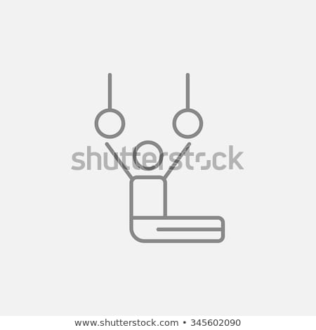 Stockfoto: Gymnast Performing On Stationary Rings Line Icon
