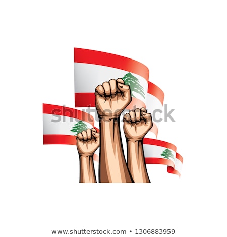 ストックフォト: Hand With Flag Lebanon