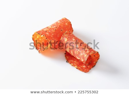 Сток-фото: Black Pepper Coated Salami With Cheese