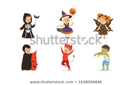 Stock fotó: Halloween Trick Or Treat Set Characters Are Wearing Festive Cos