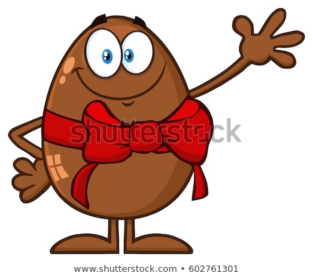 Chocolate Egg Cartoon Mascot Character Waving For Greeting Stock foto © HitToon