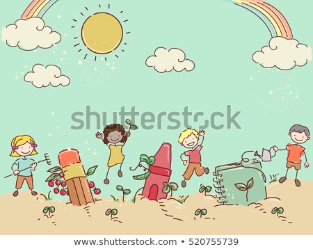 Stock fotó: Stickman Kids Garden Book Color