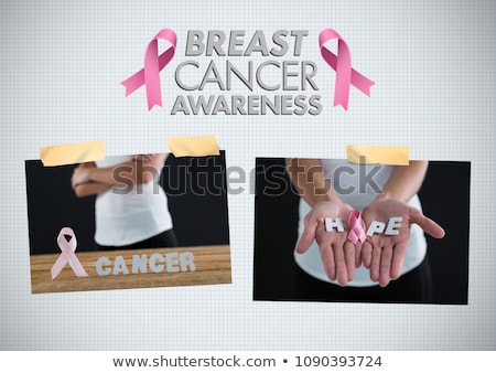 Zdjęcia stock: Hope Text And Breast Cancer Awareness Photo Collage