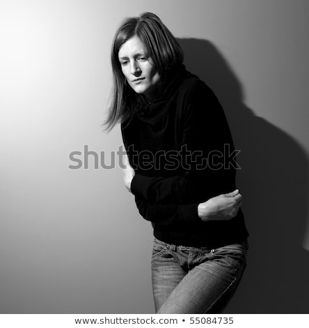 Foto stock: Young Woman Suffering From A Severe Stomach Paindepression