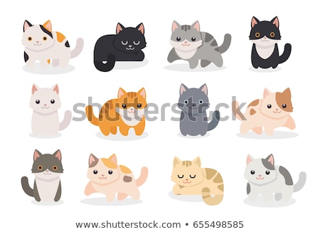 Foto stock: Cats And Kittens Group Cartoon Illustration