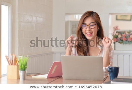 Foto stock: Teen Girl Staying With Raised Hands