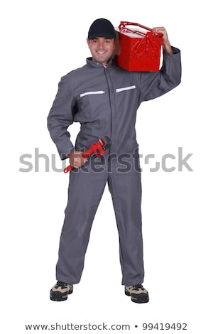 Stock fotó: Plumber All Smiles Holding Tool