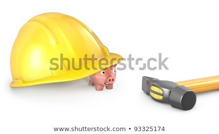 Stock photo: Piggy Bank Looks Out Of Large Helmet