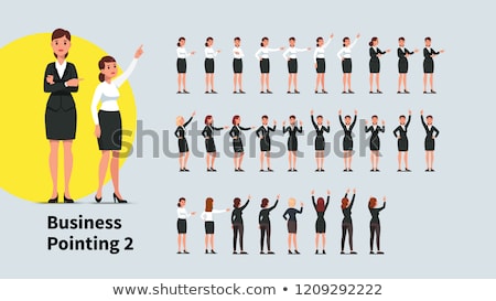 Foto stock: Woman Pointing With Both Hands