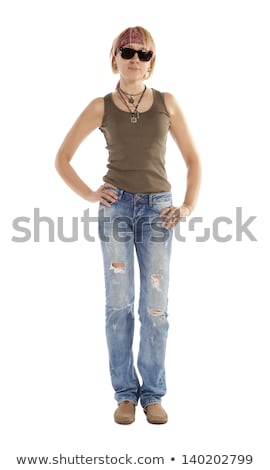 Stok fotoğraf: Girl With Torn Leggings On White