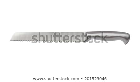 Stok fotoğraf: Serrated Bread Knife With Black Handle