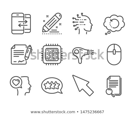 Foto stock: Computer Element Processor Vector Thin Line Icon