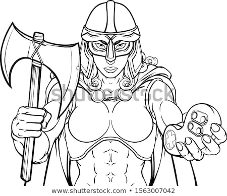 Foto stock: Viking Trojan Celtic Knight Gamer Warrior Woman
