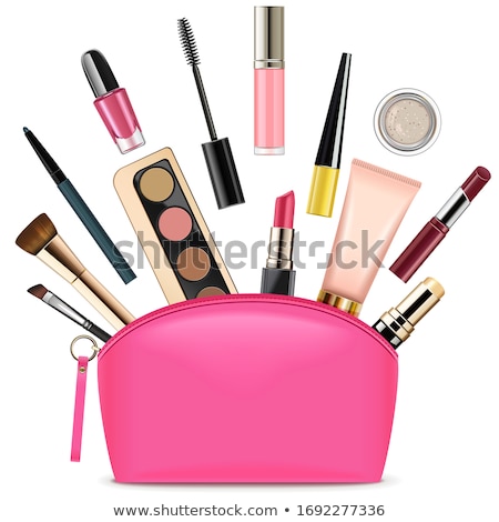 Stock photo: Vector Pink Beautician With Cosmetics