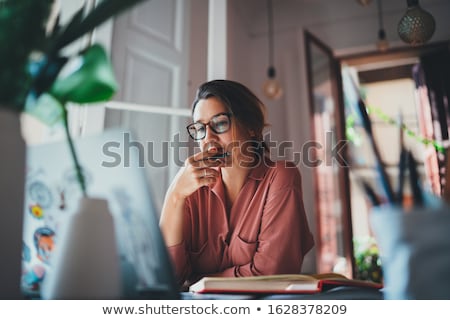 Stock fotó: Smiling Businesswoman In Front Of Computer