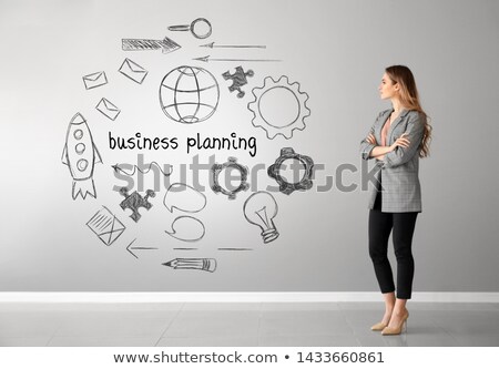 Stockfoto: Woman Full Length Portrait Near Wall