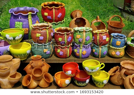 Foto stock: Collection Of Colorful Cups