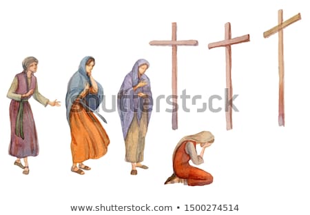 [[stock_photo]]: Jesus On The Cross Drawn With Watercolors