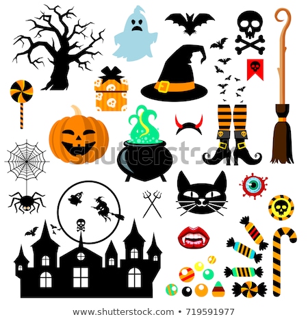 Stock fotó: Halloween Pumpkin With Witch Hat And Boots Vector Illustration