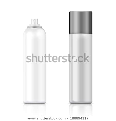 Foto stock: White Metal Bottle With Sprayer Cap For Cosmetic Perfume Deodorant Or Freshener