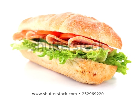 Foto stock: Abroso · Sándwich · De · Jamón, · Tomate · Y · Pepino