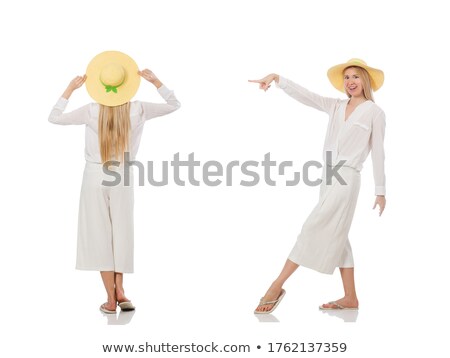 Stock photo: Blond Hair Model In Elegant Flared Pants Isolated On White