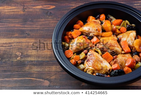 Stock photo: Tagine With Cooked Chicken Vegetables Copy Space