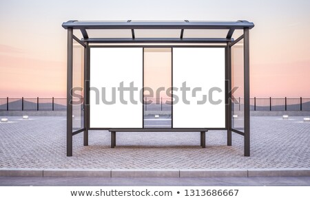 Сток-фото: Bus Stop With Two Blank Banners 3d Rendering