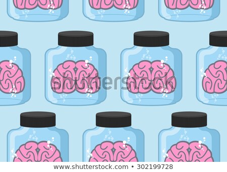 Foto stock: Pink Brains Jar Seamless Pattern Vector Illustration