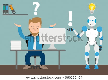 Stockfoto: Cyborg Businessman Office Robot Artificial Intelligence Vector