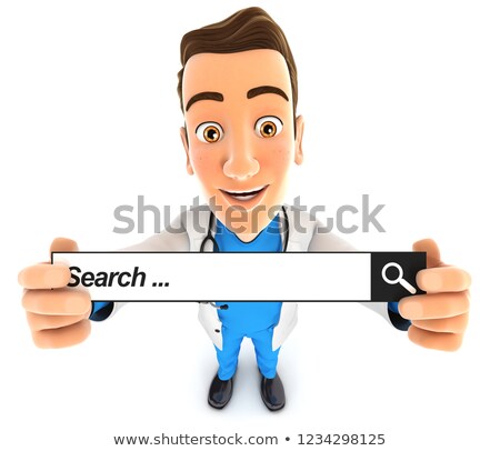 Stok fotoğraf: 3d Doctor Holding A Search Bar