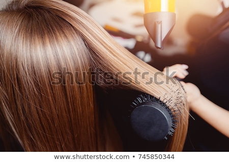 Stockfoto: Woman Is Blowing Dry Hair