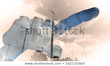 Zdjęcia stock: Robot Hand Wind Turbine Wind Farm