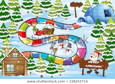 Foto stock: Christmas Theme With Santa By The Igloo