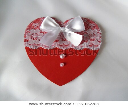 Stock foto: Card For Congratulation With Hearts Pearls And Feathers