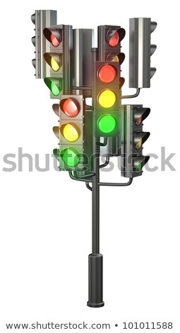 Stockfoto: Large Group Of Traffic Lights On Single Stand