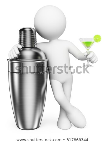 Foto d'archivio: 3d Person With The Shaker And Glass 3d Illustration