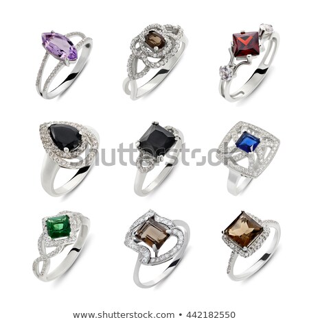 Foto d'archivio: Jewelry Set Of Rings With Gems Of Different Colors