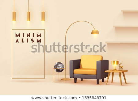Сток-фото: Interior With Black Chair And Lamp 3d Rendering