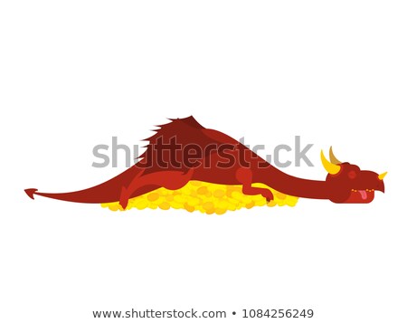 Stock fotó: Dragon And Gold Mythical Monster Protects Treasures Terrible H