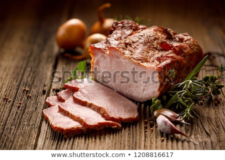 Zdjęcia stock: The Cut A Smoked Pork On A Wooden Table