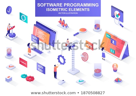 Foto stock: Collection Element Of Java Programming Set Vector