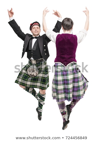 Stok fotoğraf: Man In Scottish Skirt Isolated On White