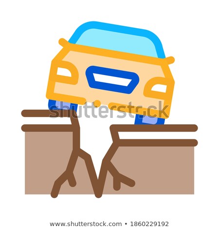 Foto stock: Earthquake Under Car Icon Vector Outline Illustration