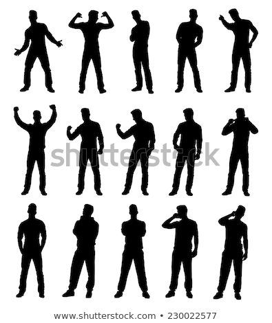 Stok fotoğraf: Man Silhouette In Excited Pose