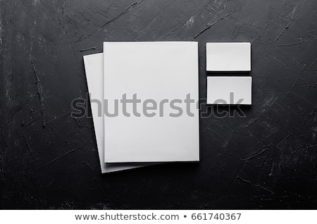 Foto stock: Corporate Identity Template Stationery On Dark Grey Concrete Texture Mock Up For Branding Graphic