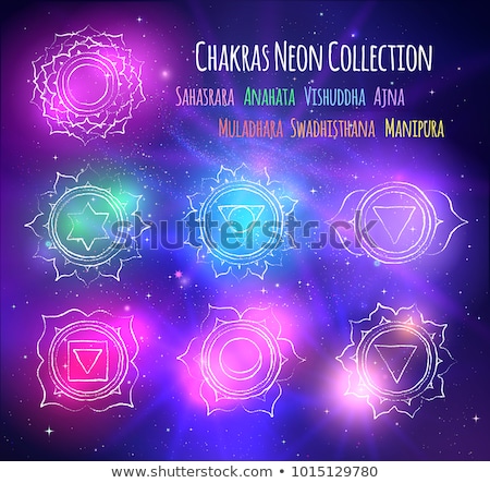 Stock fotó: Line Art Chakras On Outer Space Background