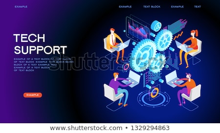 Foto stock: Technical Support - Modern Isometric Vector Web Banner