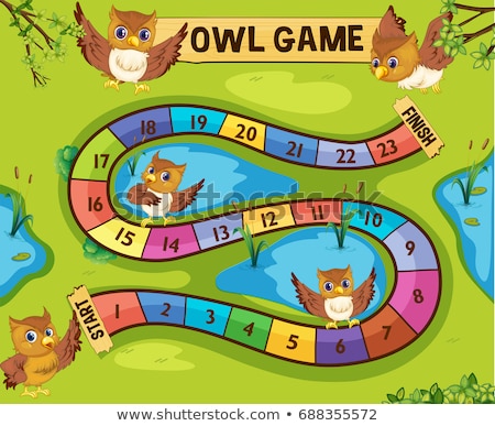 Stock fotó: Boardgame Template With Owls In Background