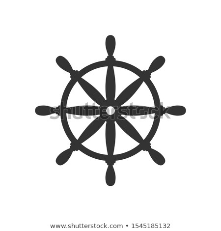 Foto stock: Vector Flat Boat Handwheel Ship Wheel Helm